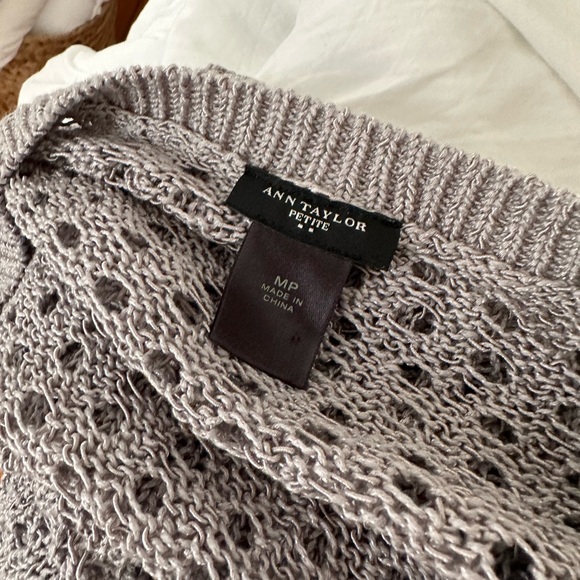 Ann Taylor Gray Shimmer Crochet Sweater - Picture 6 of 7